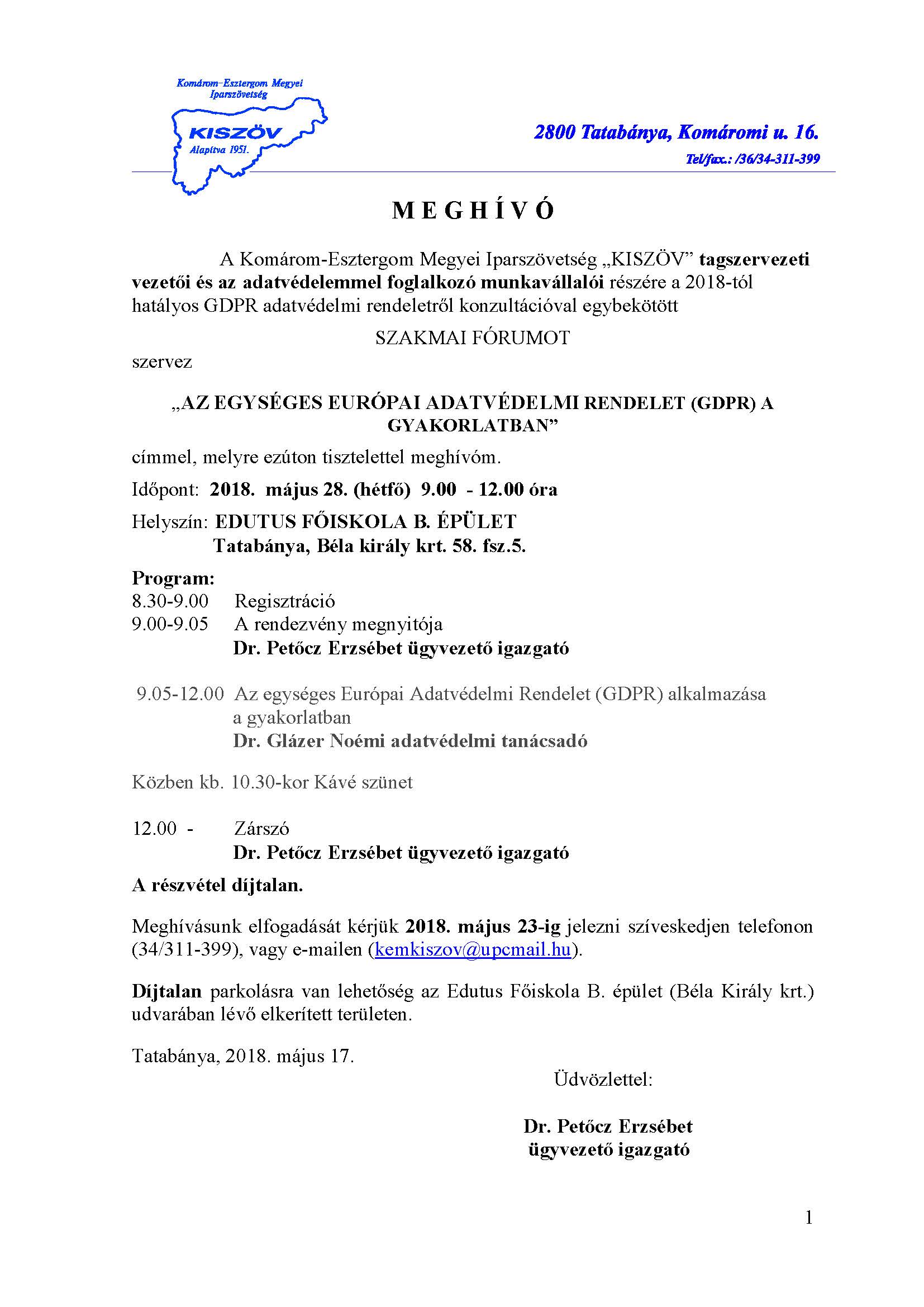 kiszov szakmai forum gdpr